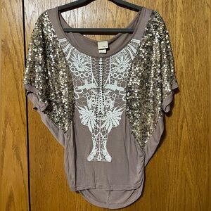 Daytrip Tan Sequin Blouse